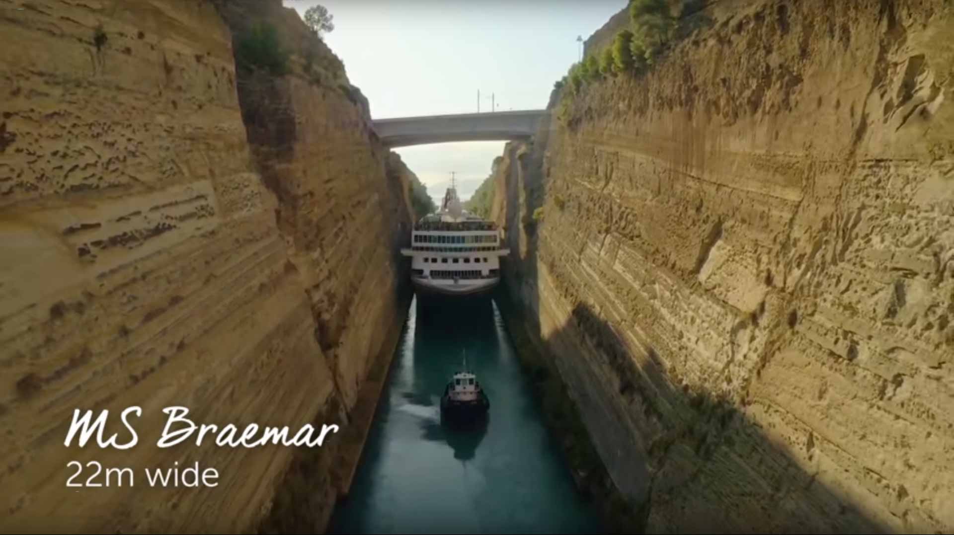 Cruise Ship Passing Through The Corinth Canal World Record